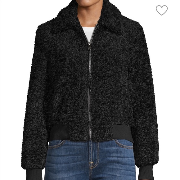 black shearling jacket zara